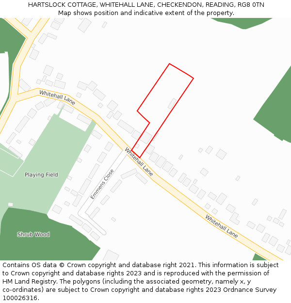 HARTSLOCK COTTAGE, WHITEHALL LANE, CHECKENDON, READING, RG8 0TN: Location map and indicative extent of plot