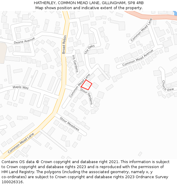 HATHERLEY, COMMON MEAD LANE, GILLINGHAM, SP8 4RB: Location map and indicative extent of plot