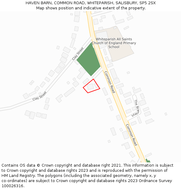HAVEN BARN, COMMON ROAD, WHITEPARISH, SALISBURY, SP5 2SX: Location map and indicative extent of plot