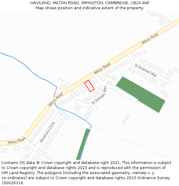 HAVILAND, MILTON ROAD, IMPINGTON, CAMBRIDGE, CB24 9NF: Location map and indicative extent of plot