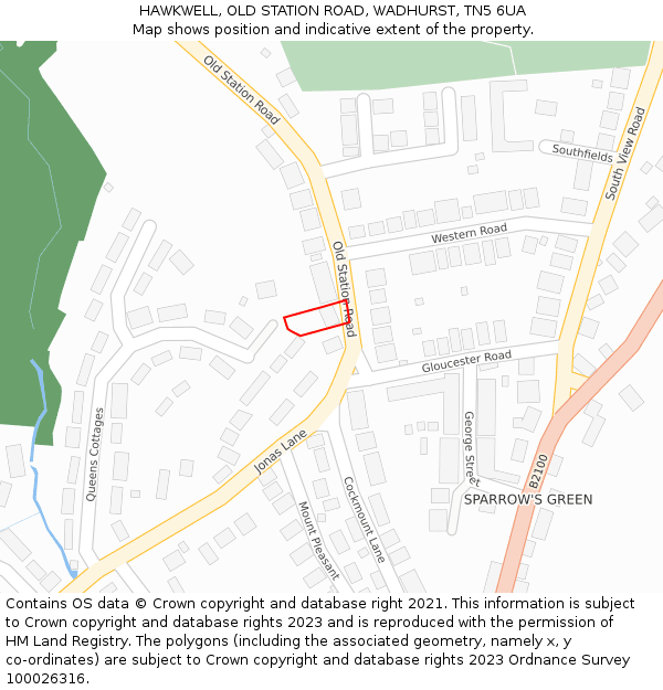 HAWKWELL, OLD STATION ROAD, WADHURST, TN5 6UA: Location map and indicative extent of plot