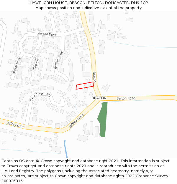 HAWTHORN HOUSE, BRACON, BELTON, DONCASTER, DN9 1QP: Location map and indicative extent of plot