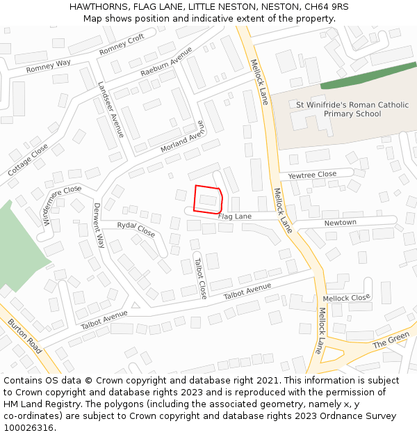 HAWTHORNS, FLAG LANE, LITTLE NESTON, NESTON, CH64 9RS: Location map and indicative extent of plot