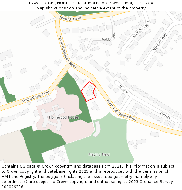 HAWTHORNS, NORTH PICKENHAM ROAD, SWAFFHAM, PE37 7QX: Location map and indicative extent of plot