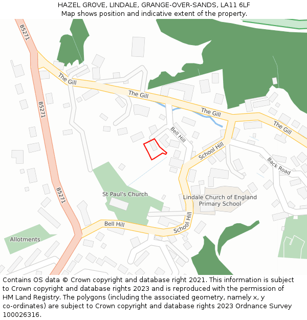 HAZEL GROVE, LINDALE, GRANGE-OVER-SANDS, LA11 6LF: Location map and indicative extent of plot