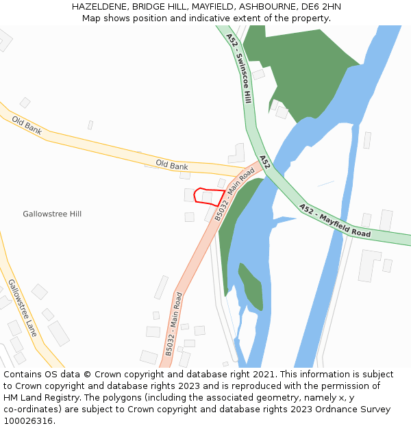 HAZELDENE, BRIDGE HILL, MAYFIELD, ASHBOURNE, DE6 2HN: Location map and indicative extent of plot