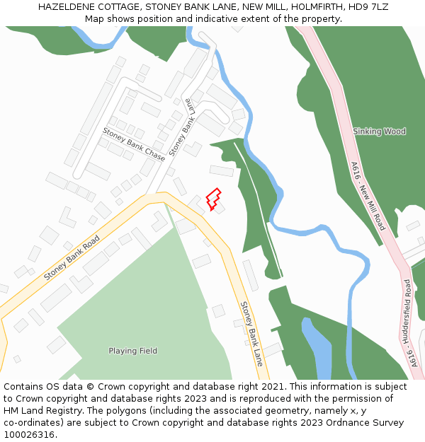 HAZELDENE COTTAGE, STONEY BANK LANE, NEW MILL, HOLMFIRTH, HD9 7LZ: Location map and indicative extent of plot