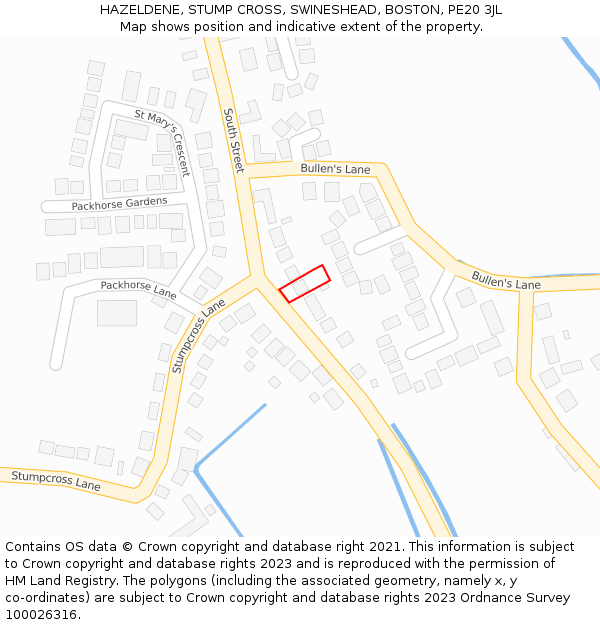 HAZELDENE, STUMP CROSS, SWINESHEAD, BOSTON, PE20 3JL: Location map and indicative extent of plot