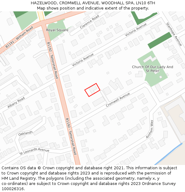HAZELWOOD, CROMWELL AVENUE, WOODHALL SPA, LN10 6TH: Location map and indicative extent of plot