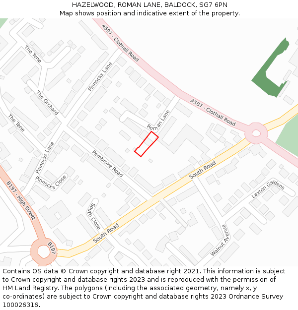HAZELWOOD, ROMAN LANE, BALDOCK, SG7 6PN: Location map and indicative extent of plot