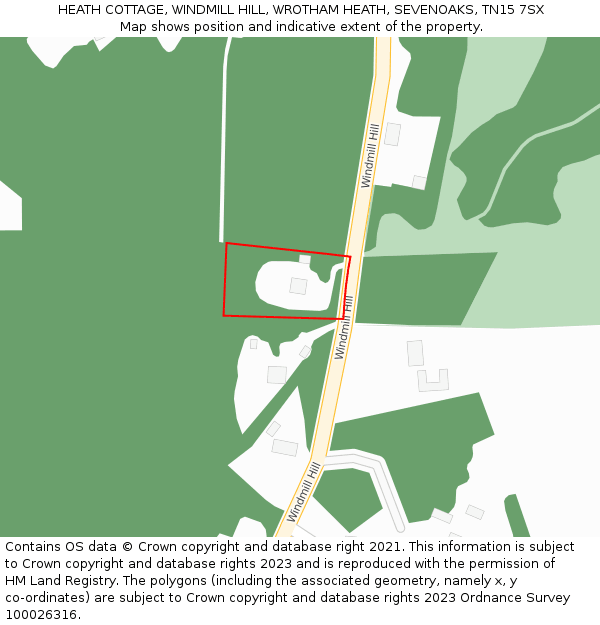 HEATH COTTAGE, WINDMILL HILL, WROTHAM HEATH, SEVENOAKS, TN15 7SX: Location map and indicative extent of plot