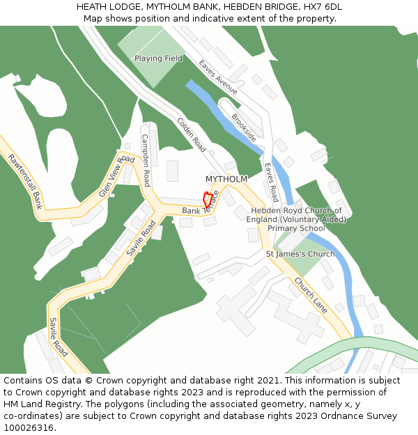 HEATH LODGE, MYTHOLM BANK, HEBDEN BRIDGE, HX7 6DL: Location map and indicative extent of plot