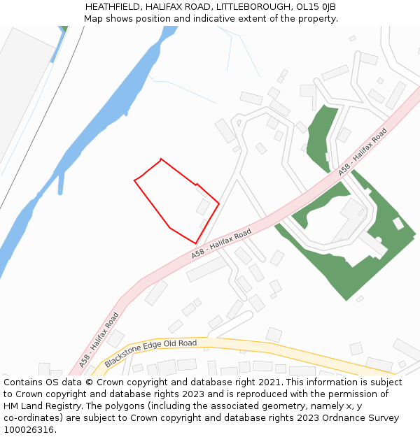 HEATHFIELD, HALIFAX ROAD, LITTLEBOROUGH, OL15 0JB: Location map and indicative extent of plot