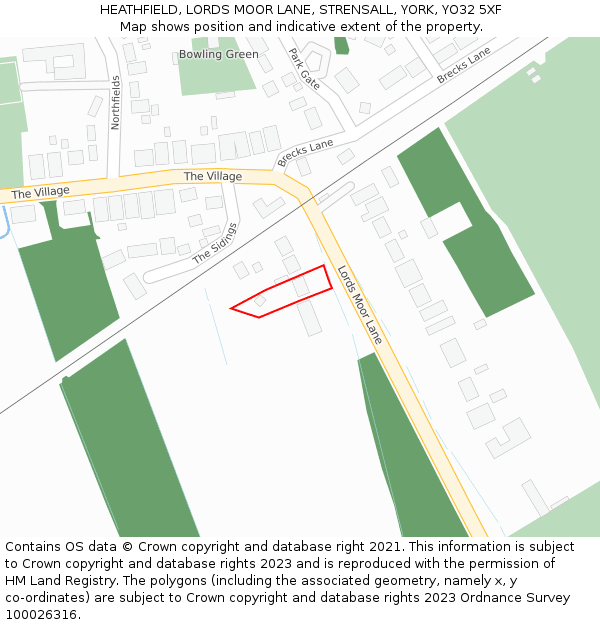 HEATHFIELD, LORDS MOOR LANE, STRENSALL, YORK, YO32 5XF: Location map and indicative extent of plot