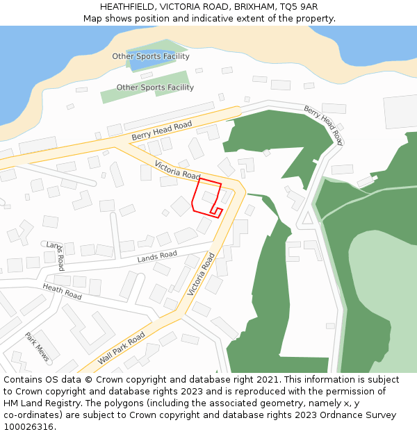 HEATHFIELD, VICTORIA ROAD, BRIXHAM, TQ5 9AR: Location map and indicative extent of plot