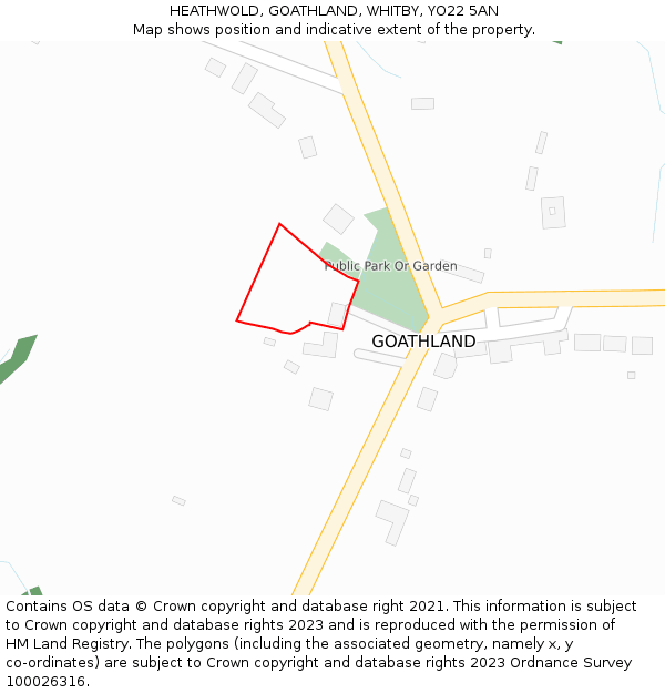 HEATHWOLD, GOATHLAND, WHITBY, YO22 5AN: Location map and indicative extent of plot