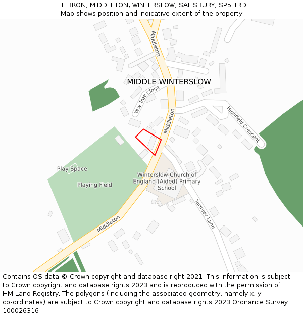 HEBRON, MIDDLETON, WINTERSLOW, SALISBURY, SP5 1RD: Location map and indicative extent of plot
