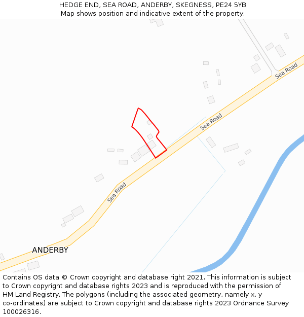 HEDGE END, SEA ROAD, ANDERBY, SKEGNESS, PE24 5YB: Location map and indicative extent of plot
