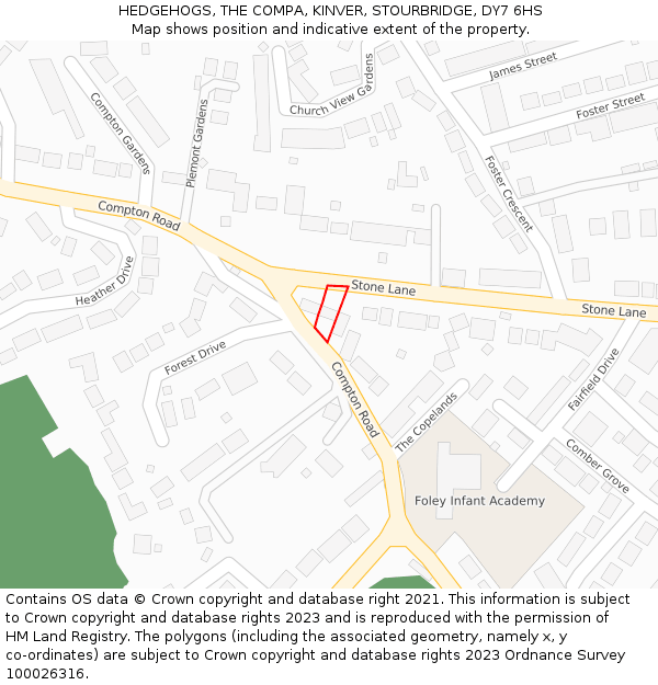 HEDGEHOGS, THE COMPA, KINVER, STOURBRIDGE, DY7 6HS: Location map and indicative extent of plot