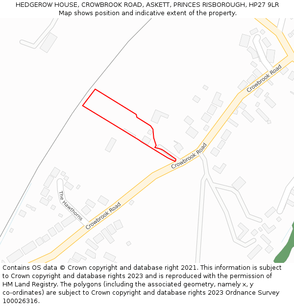 HEDGEROW HOUSE, CROWBROOK ROAD, ASKETT, PRINCES RISBOROUGH, HP27 9LR: Location map and indicative extent of plot
