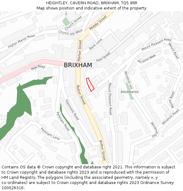 HEIGHTLEY, CAVERN ROAD, BRIXHAM, TQ5 9RR: Location map and indicative extent of plot