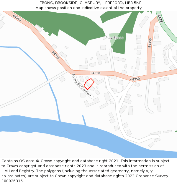 HERONS, BROOKSIDE, GLASBURY, HEREFORD, HR3 5NF: Location map and indicative extent of plot