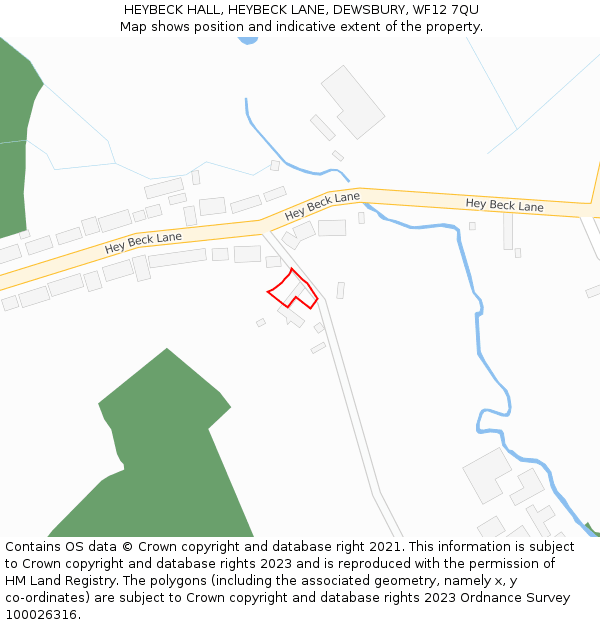 HEYBECK HALL, HEYBECK LANE, DEWSBURY, WF12 7QU: Location map and indicative extent of plot