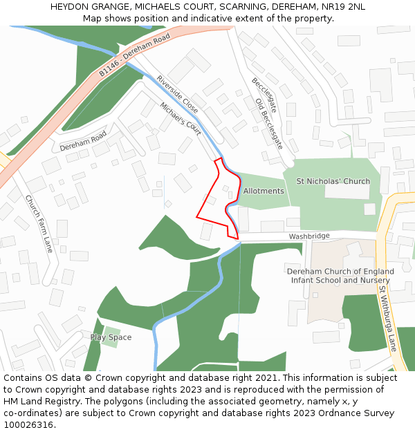 HEYDON GRANGE, MICHAELS COURT, SCARNING, DEREHAM, NR19 2NL: Location map and indicative extent of plot