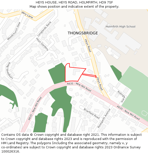 HEYS HOUSE, HEYS ROAD, HOLMFIRTH, HD9 7SF: Location map and indicative extent of plot