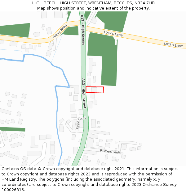 HIGH BEECH, HIGH STREET, WRENTHAM, BECCLES, NR34 7HB: Location map and indicative extent of plot