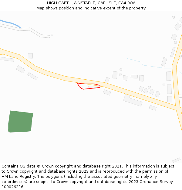 HIGH GARTH, AINSTABLE, CARLISLE, CA4 9QA: Location map and indicative extent of plot
