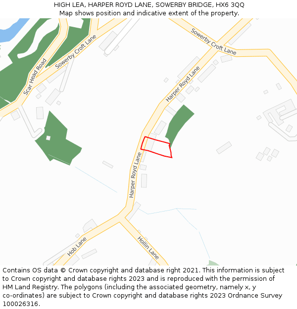 HIGH LEA, HARPER ROYD LANE, SOWERBY BRIDGE, HX6 3QQ: Location map and indicative extent of plot