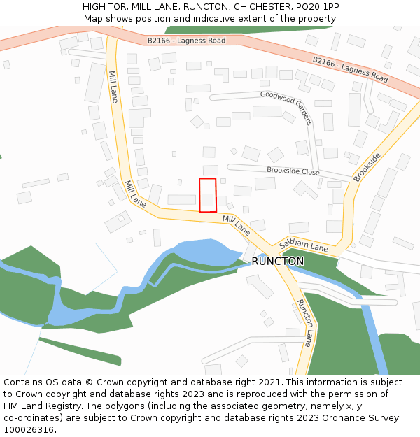 HIGH TOR, MILL LANE, RUNCTON, CHICHESTER, PO20 1PP: Location map and indicative extent of plot