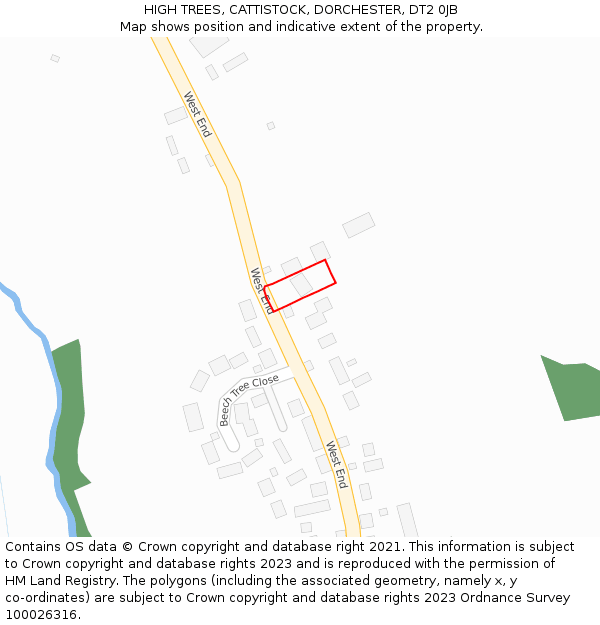 HIGH TREES, CATTISTOCK, DORCHESTER, DT2 0JB: Location map and indicative extent of plot