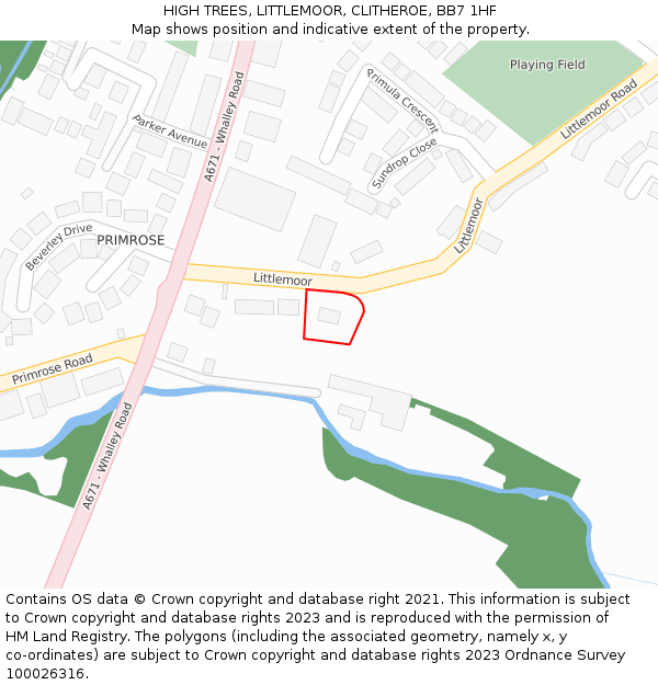 HIGH TREES, LITTLEMOOR, CLITHEROE, BB7 1HF: Location map and indicative extent of plot