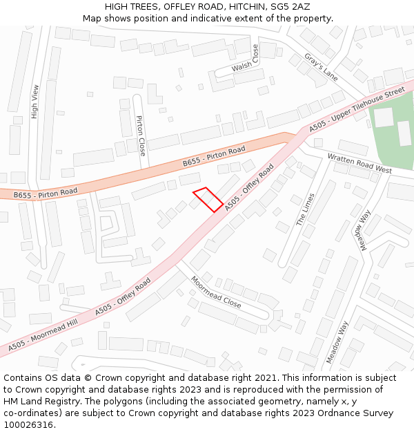 HIGH TREES, OFFLEY ROAD, HITCHIN, SG5 2AZ: Location map and indicative extent of plot
