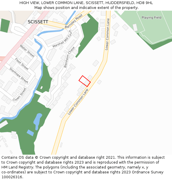 HIGH VIEW, LOWER COMMON LANE, SCISSETT, HUDDERSFIELD, HD8 9HL: Location map and indicative extent of plot