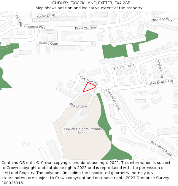 HIGHBURY, EXWICK LANE, EXETER, EX4 2AP: Location map and indicative extent of plot