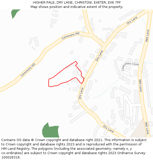 HIGHER PALE, DRY LANE, CHRISTOW, EXETER, EX6 7PF: Location map and indicative extent of plot