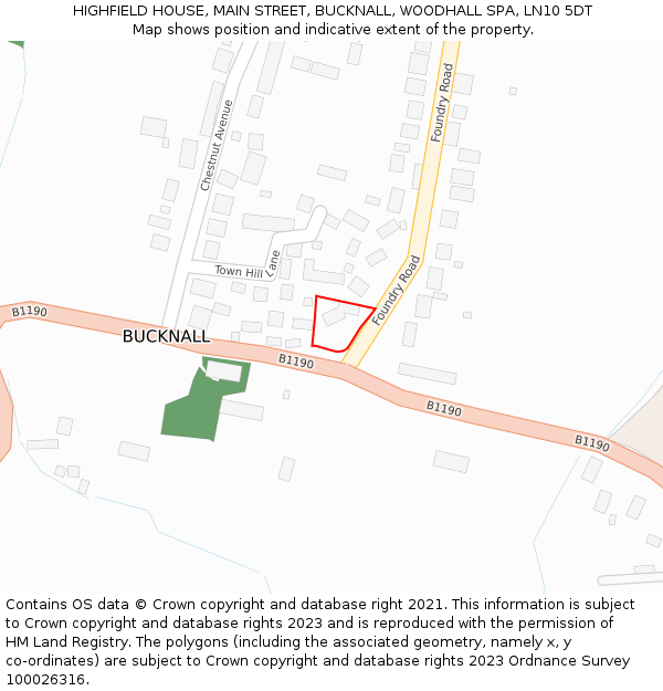 HIGHFIELD HOUSE, MAIN STREET, BUCKNALL, WOODHALL SPA, LN10 5DT: Location map and indicative extent of plot