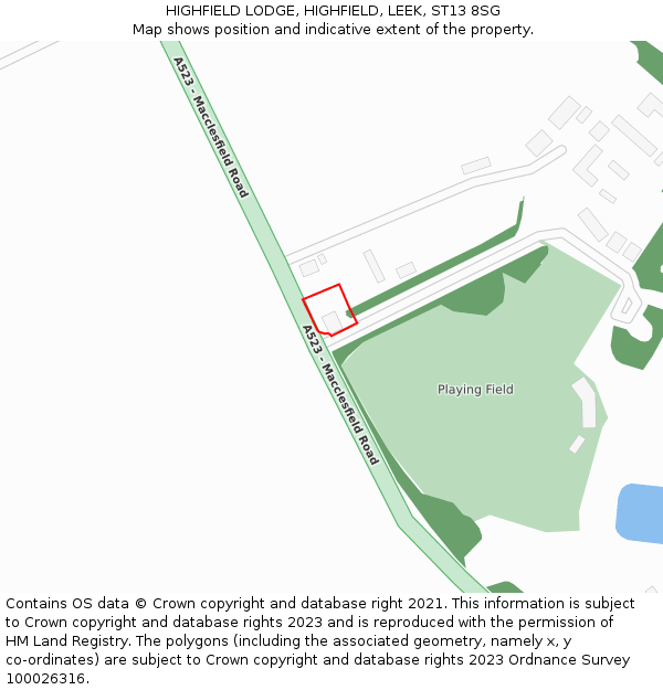 HIGHFIELD LODGE, HIGHFIELD, LEEK, ST13 8SG: Location map and indicative extent of plot