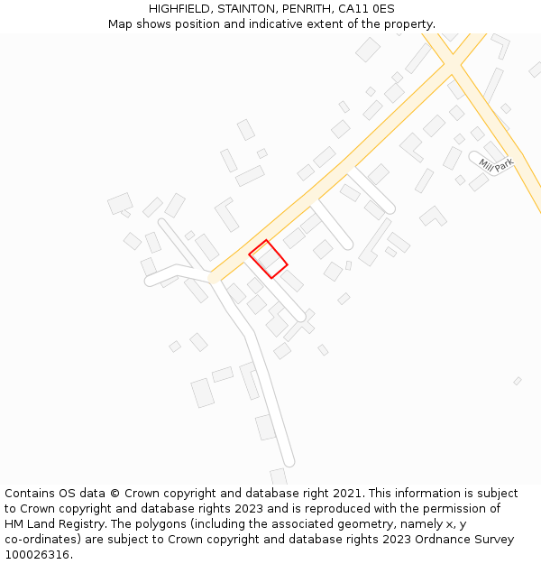 HIGHFIELD, STAINTON, PENRITH, CA11 0ES: Location map and indicative extent of plot