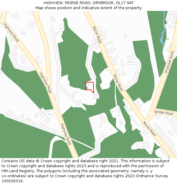 HIGHVIEW, MORSE ROAD, DRYBROOK, GL17 9AT: Location map and indicative extent of plot