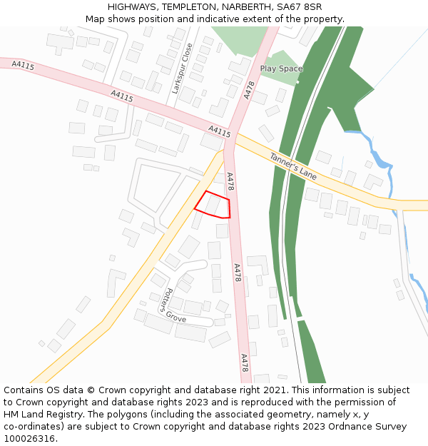 HIGHWAYS, TEMPLETON, NARBERTH, SA67 8SR: Location map and indicative extent of plot