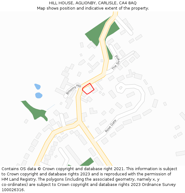 HILL HOUSE, AGLIONBY, CARLISLE, CA4 8AQ: Location map and indicative extent of plot