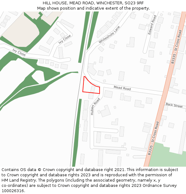 HILL HOUSE, MEAD ROAD, WINCHESTER, SO23 9RF: Location map and indicative extent of plot