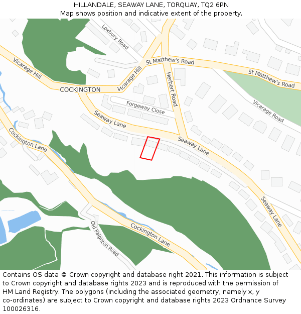 HILLANDALE, SEAWAY LANE, TORQUAY, TQ2 6PN: Location map and indicative extent of plot