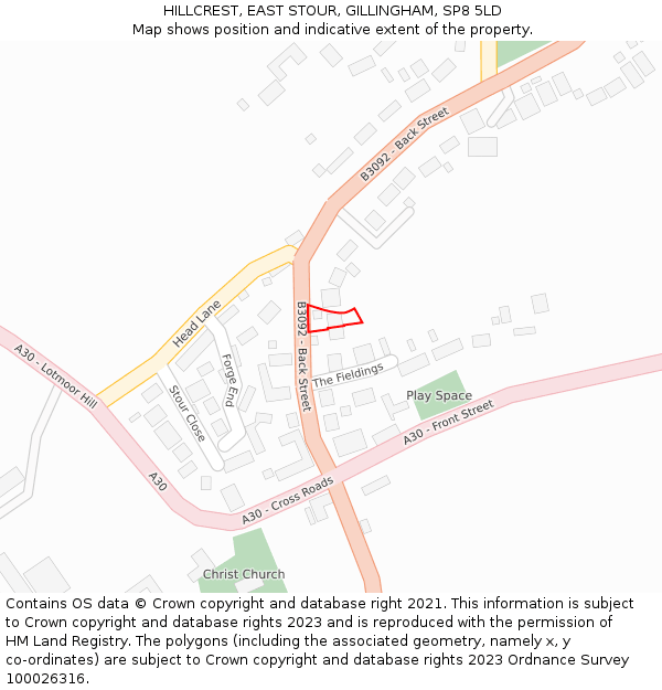 HILLCREST, EAST STOUR, GILLINGHAM, SP8 5LD: Location map and indicative extent of plot
