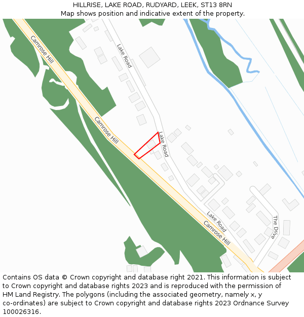 HILLRISE, LAKE ROAD, RUDYARD, LEEK, ST13 8RN: Location map and indicative extent of plot