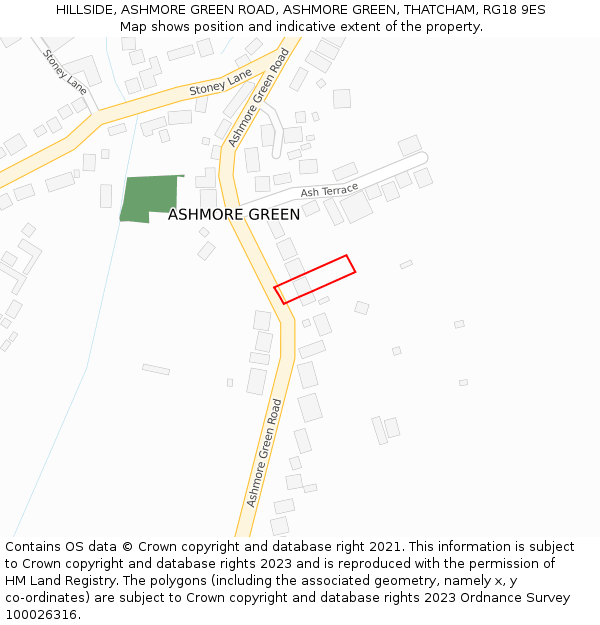 HILLSIDE, ASHMORE GREEN ROAD, ASHMORE GREEN, THATCHAM, RG18 9ES: Location map and indicative extent of plot